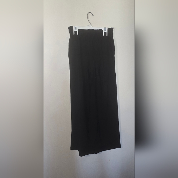 Hem & Thread Black Wide Leg Summer Pants Linen Blend High Waist Drawstring New M - Picture 2 of 4
